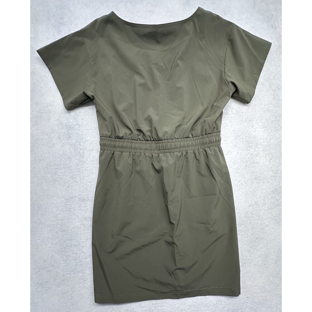 Calvin Klein Womens Size 8 Dress CK Logo Tie Army Green - Picture 7 of 8